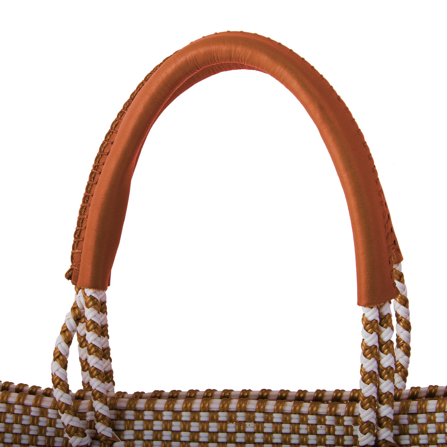 Golden Zigzags White and Gold-Tone Leather Accented Tote