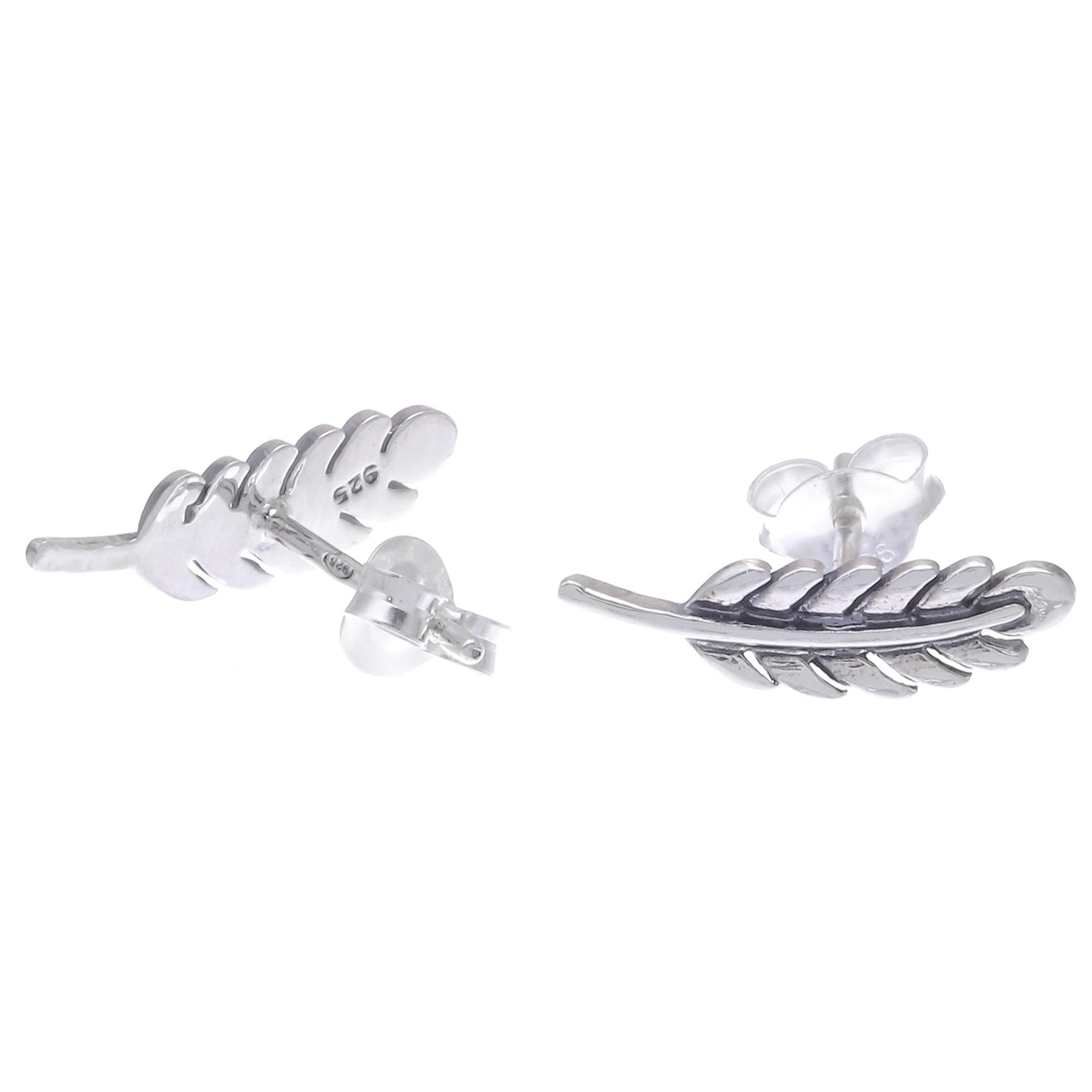 Adorable Leaves Leafy Sterling Silver Stud Earrings from Thailand