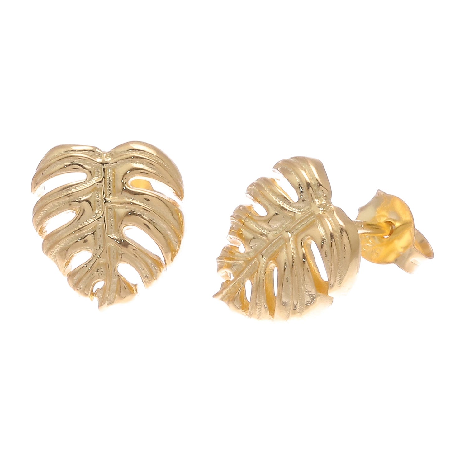 Tropical Leaf Handcrafted Thai 18k Gold Plated Leaf Stud Earrings