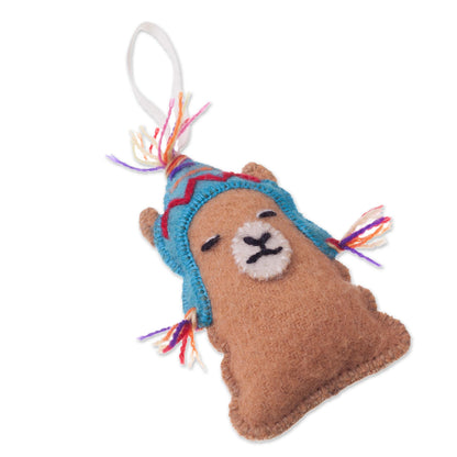 Sleepy Llamas Assorted Wool Llama Ornaments from Peru (Set of 3)