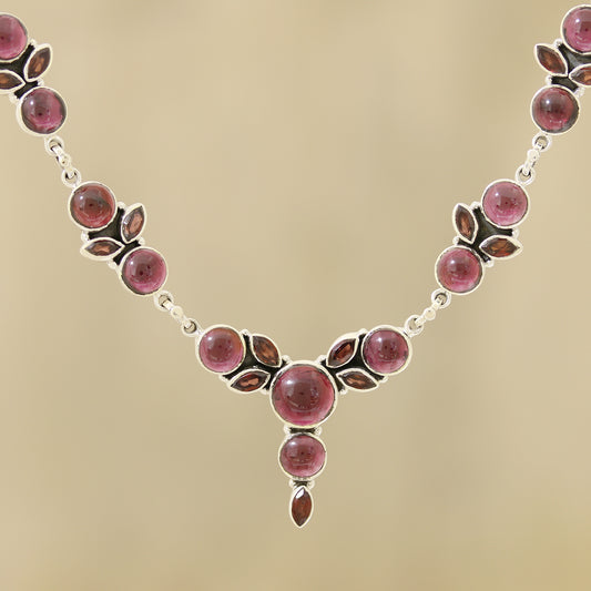 Perfect Radiance Garnet Link Pendant Necklace Crafted in India