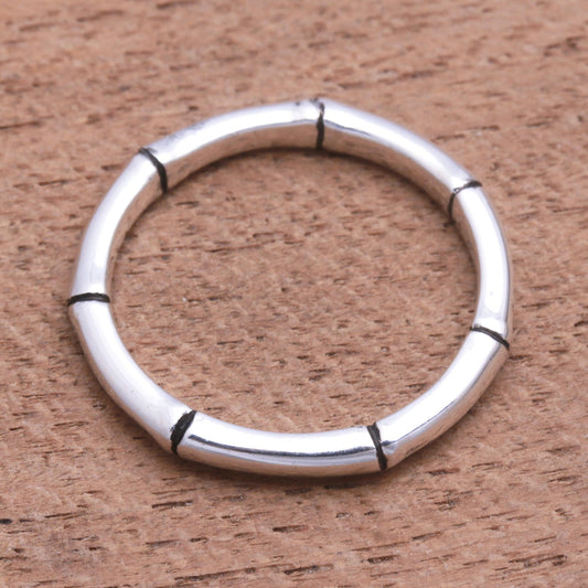 Bamboo Regeneration' Handcrafted Bamboo Motif Sterling Silver Band Ring
