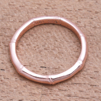 Bamboo Regeneration Bamboo Motif Silver Band Ring Bathed in 18k Rose Gold