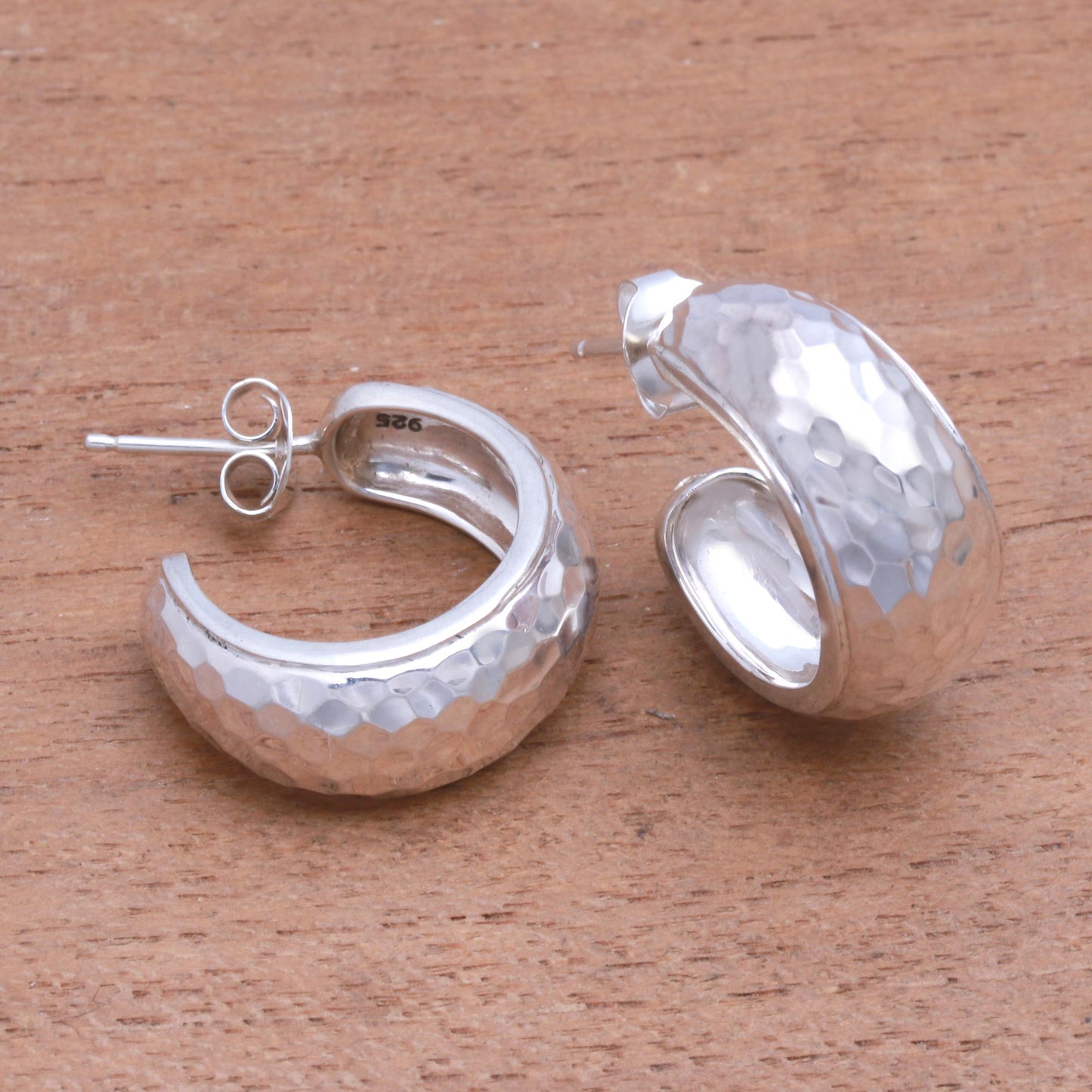 Radiant Shine Balinese Sterling Silver Half-Hoop Earrings