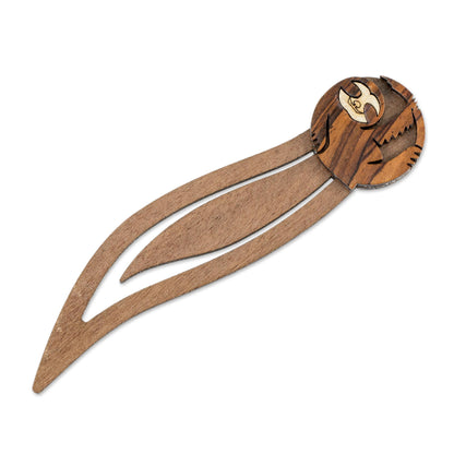 Chill Sloth Sloth-Themed Teak Wood Bookmark from Costa Rica