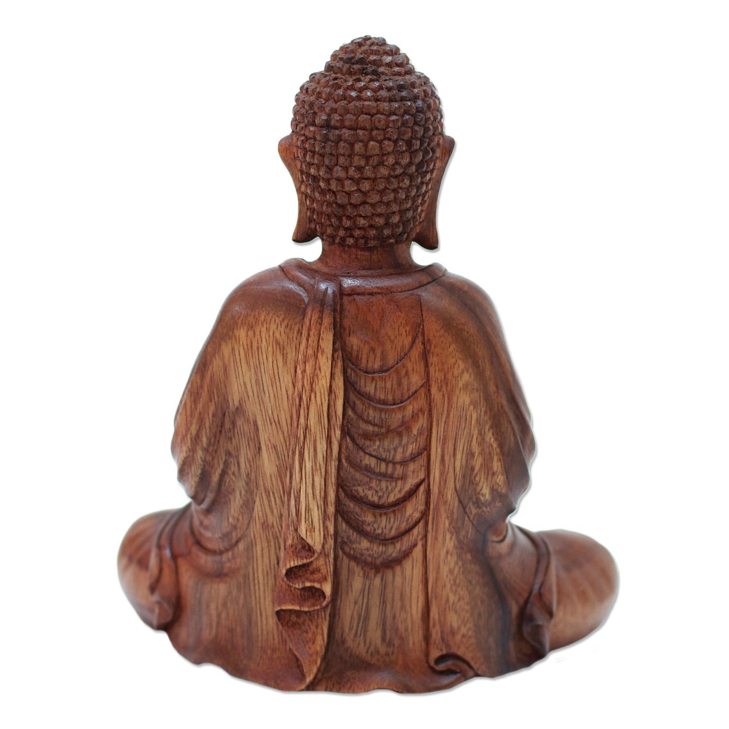 Enlightened Buddha Meditative Suar Wood Buddha Sculpture from Indonesia