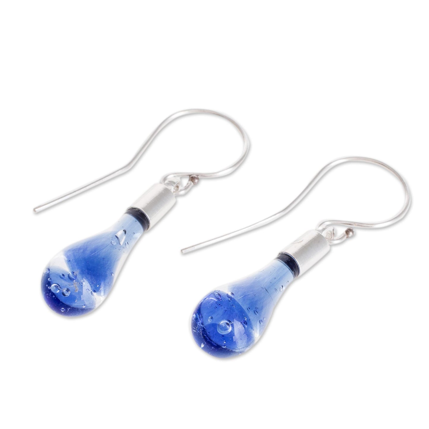 Blue Bay Handcrafted Art Glass Dangle Earrings from Costa Rica