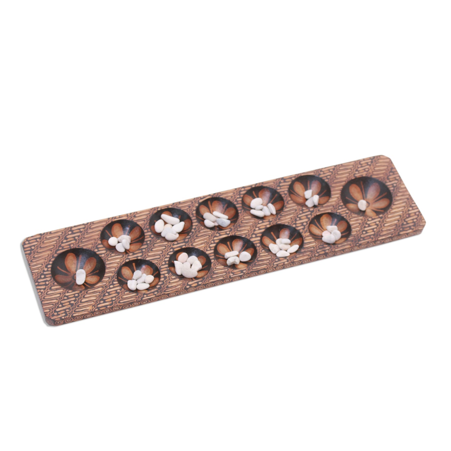 Dakon Batik Wood and Stone Dakon Board Game from Java