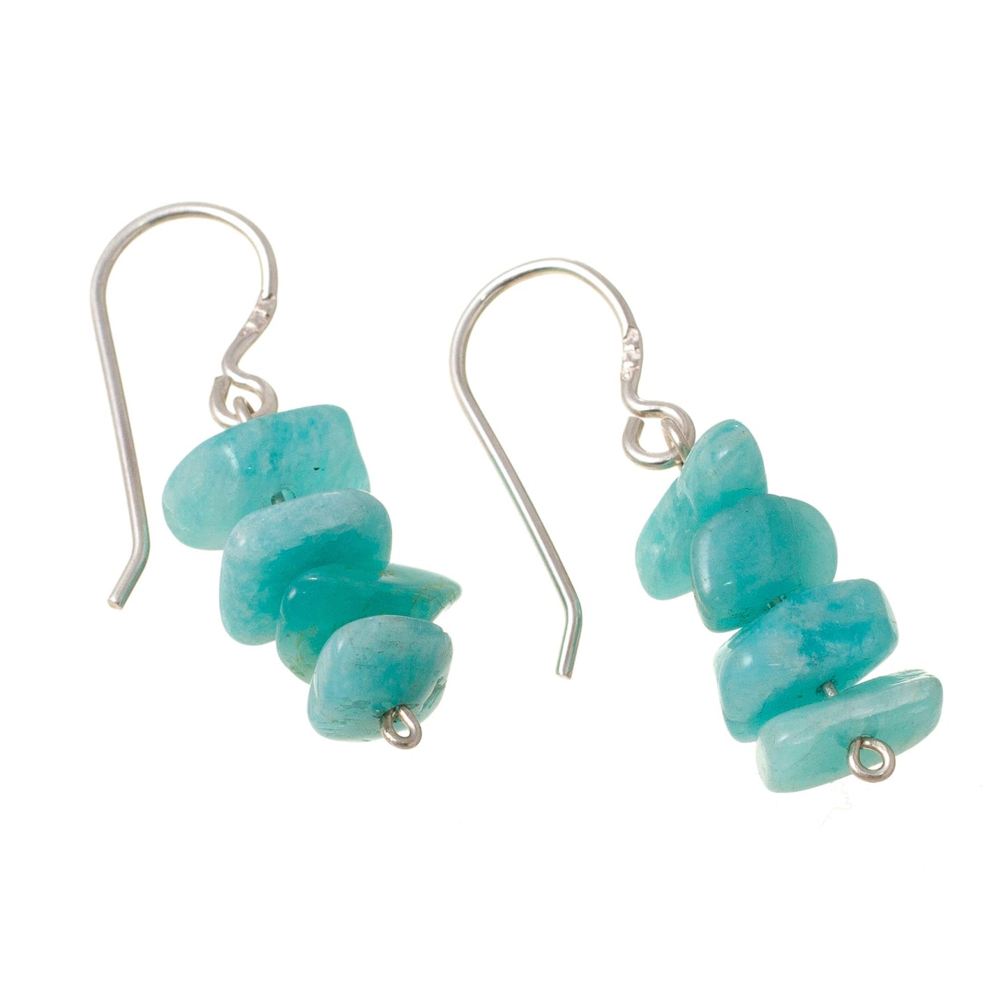 Aqua Harmony Amazonite Beaded Dangle Earrings Crafted in Peru