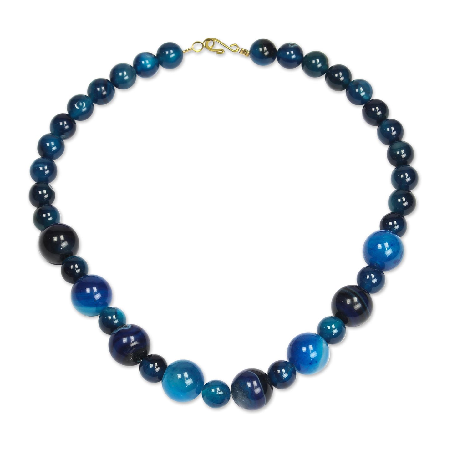 Blue Nsroma Blue Agate Beaded Necklace from Ghana