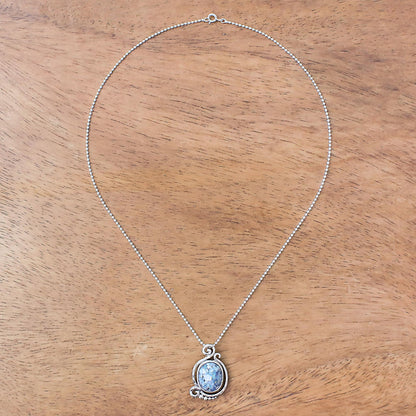 Oval Moon Oval Roman Glass Pendant Necklace from Thailand