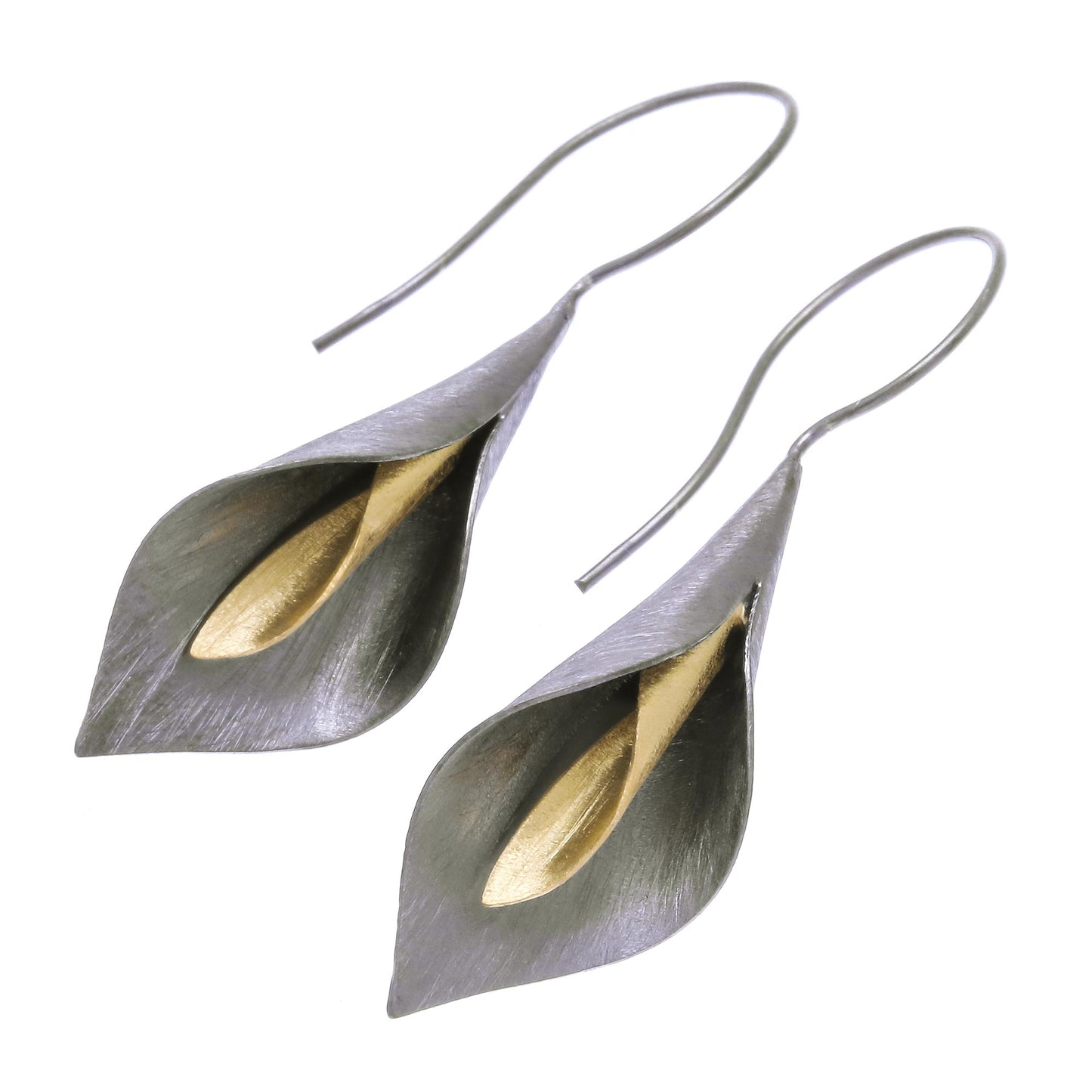 Dark Lily Handmade Gold Accent Rhodium Plated Sterling Silver Earrings