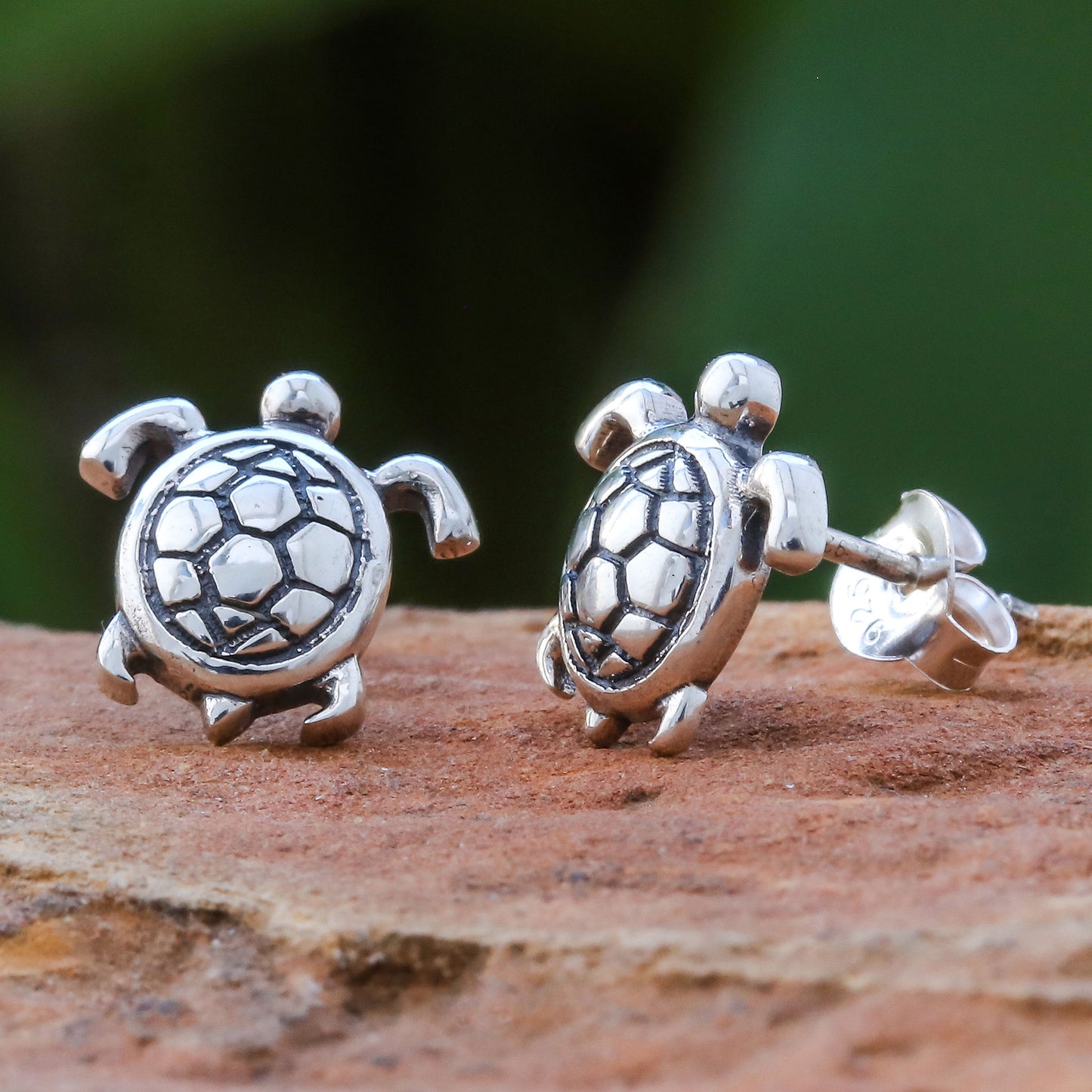Tiny Turtles Thai Artisan Handcrafted Sterling Silver Turtle Earrings