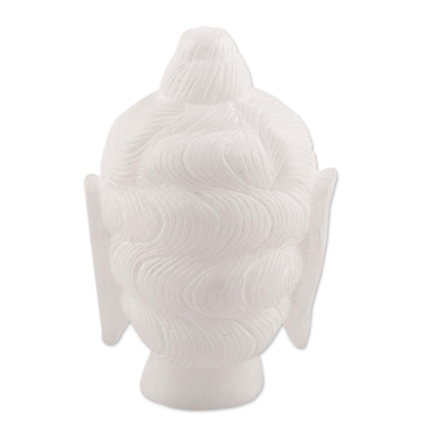 Calming Buddha Natural Alabaster Buddha Head Sculpture from India