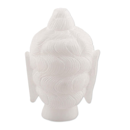 Calming Buddha Natural Alabaster Buddha Head Sculpture from India