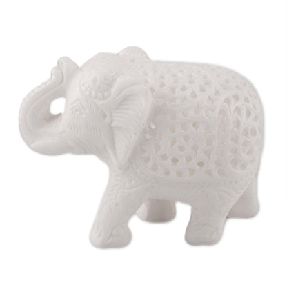 Elephant Interior Jali Elephant Alabaster Sculpture from India