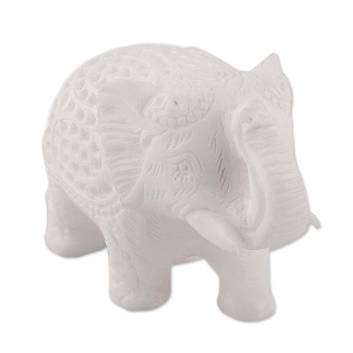 Elephant Interior Jali Elephant Alabaster Sculpture from India