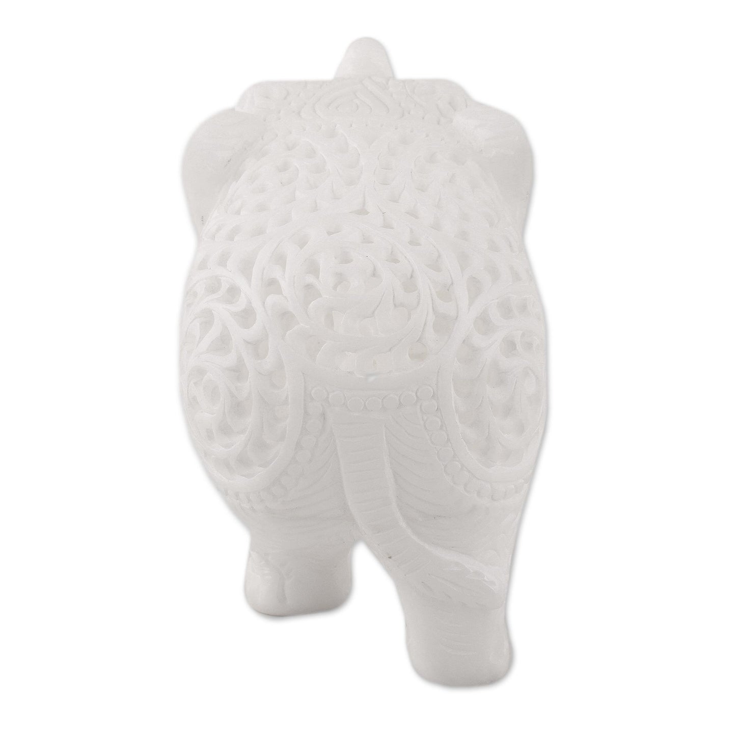 Elephant Interior Jali Elephant Alabaster Sculpture from India