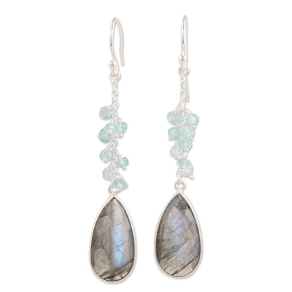 Late Sky 12-Carat Labradorite and Blue Topaz Dangle Earrings