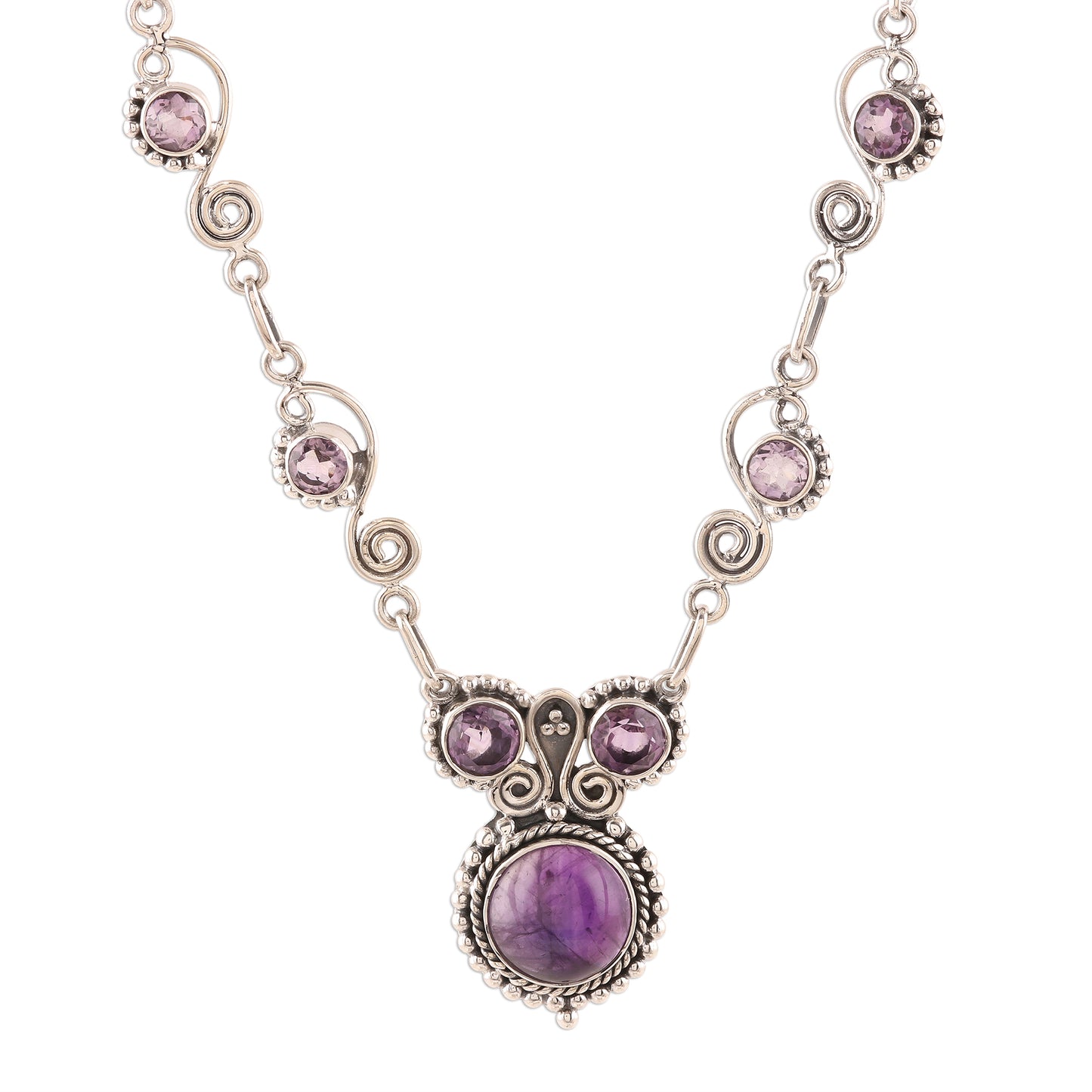 Meerut Magic Indian Amethyst and Sterling Silver Necklace