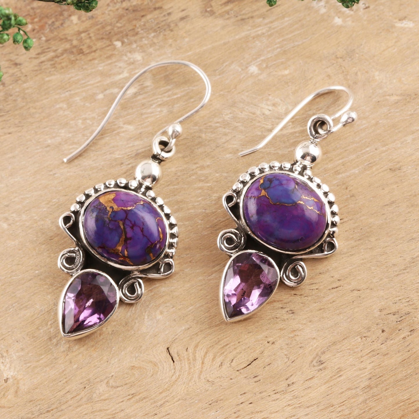 Regal Allure Regal Sterling Silver and Amethyst Earrings from India