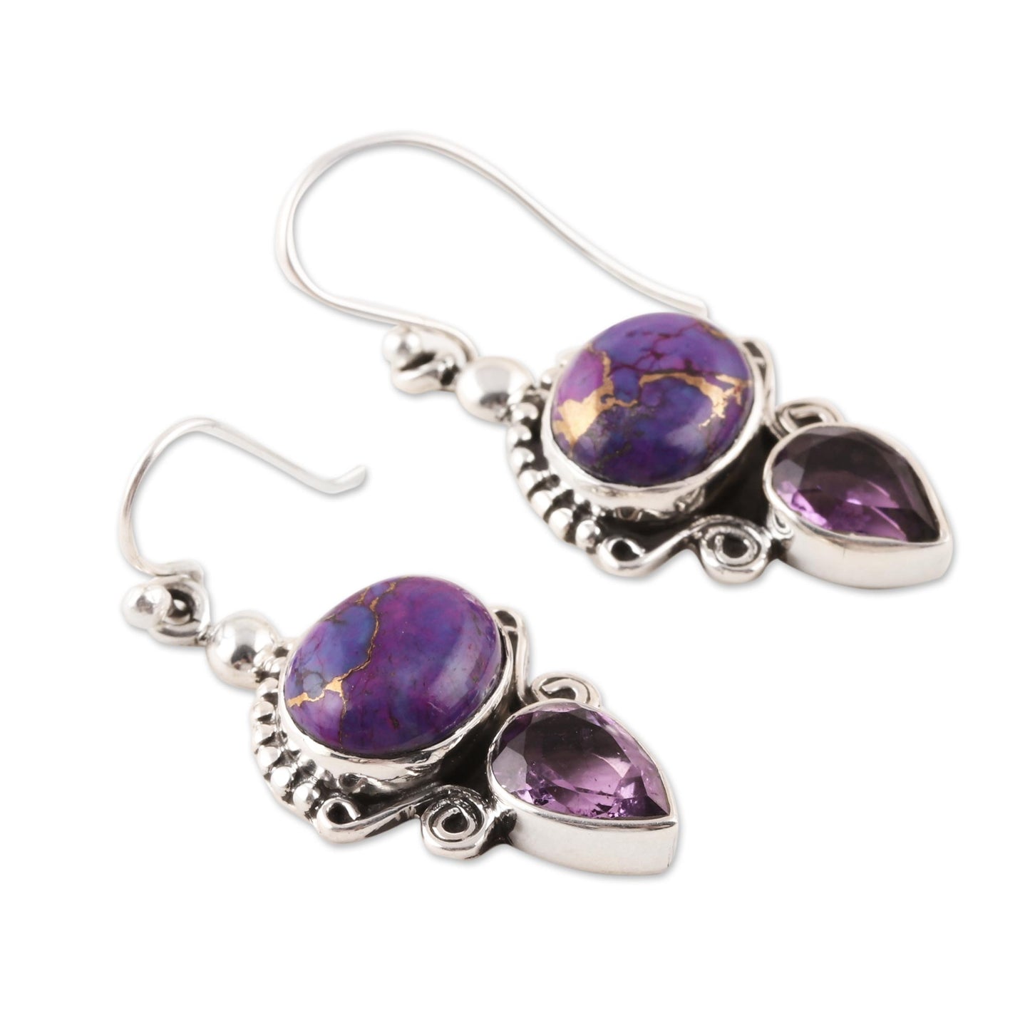 Regal Allure Regal Sterling Silver and Amethyst Earrings from India