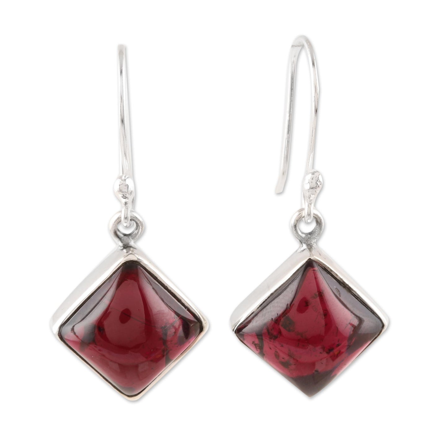 Fiery Squares Square Garnet Dangle Earrings from India