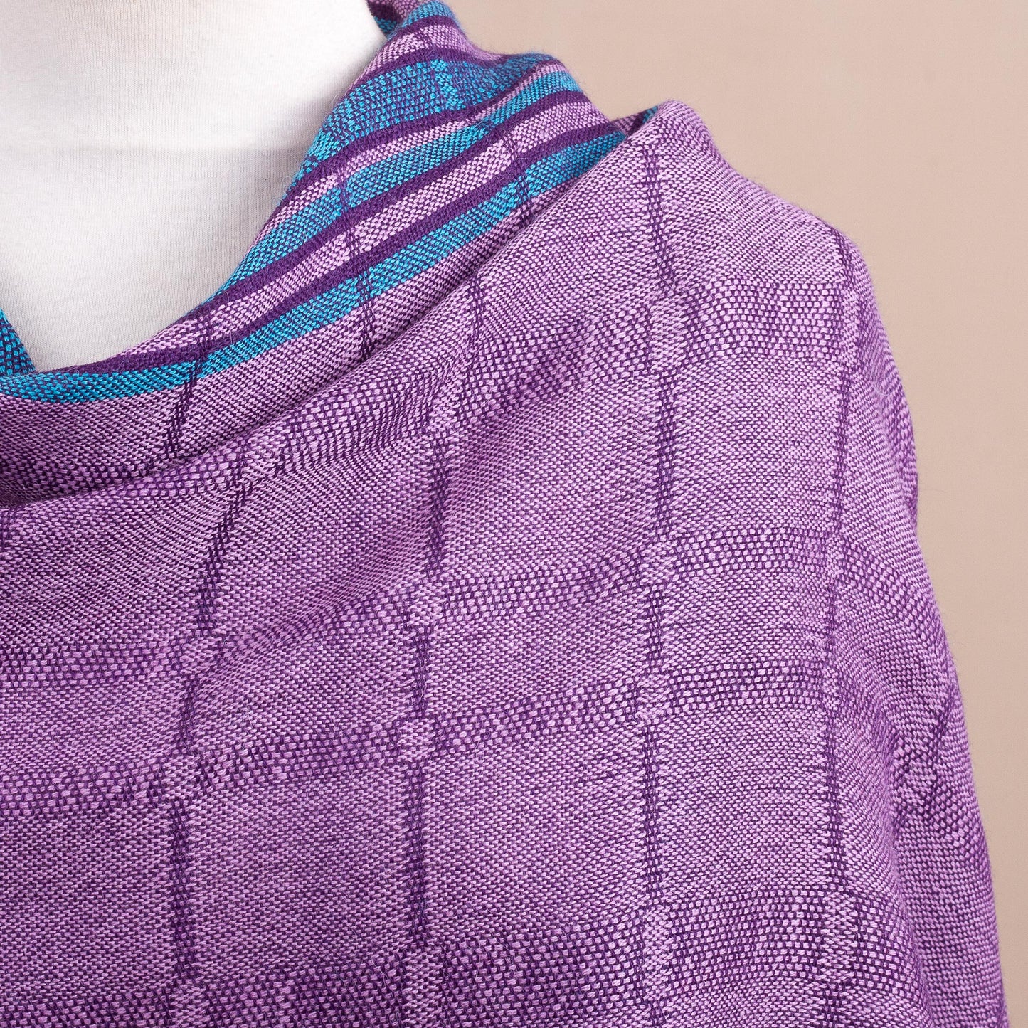 Sweet Temptation Purple and Turquoise Handwoven Baby Alpaca Shawl from Peru