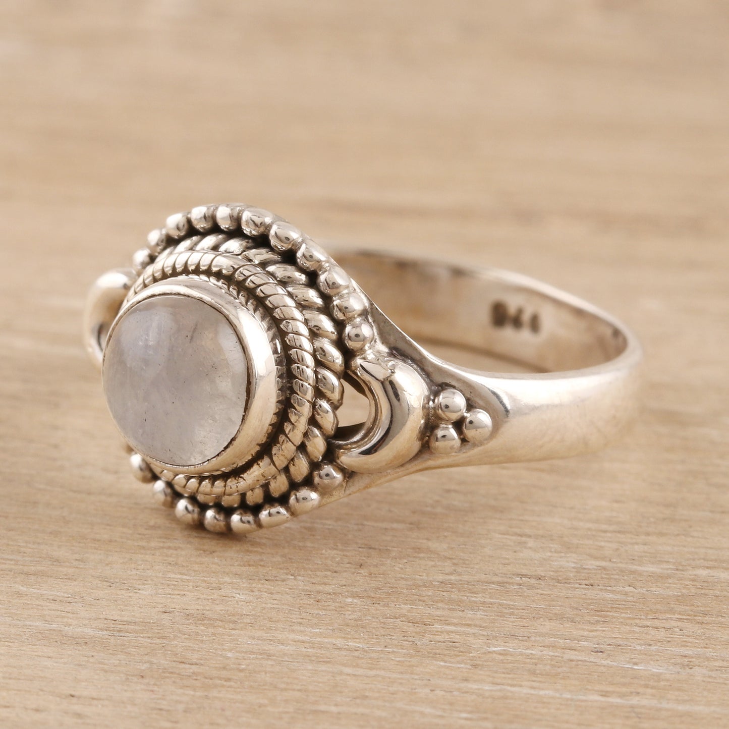 Gemstone Moon Rainbow Moonstone Cocktail Ring Crafted in India