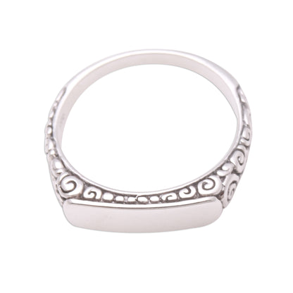 Intaglio Beauty Curl Pattern Sterling Silver Band Ring from Bali