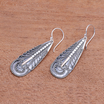 Balinese Culture Handmade Gold Accented Sterling Silver Dangle Earrings