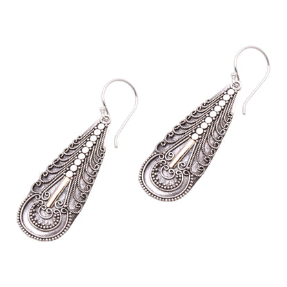 Balinese Culture Handmade Gold Accented Sterling Silver Dangle Earrings