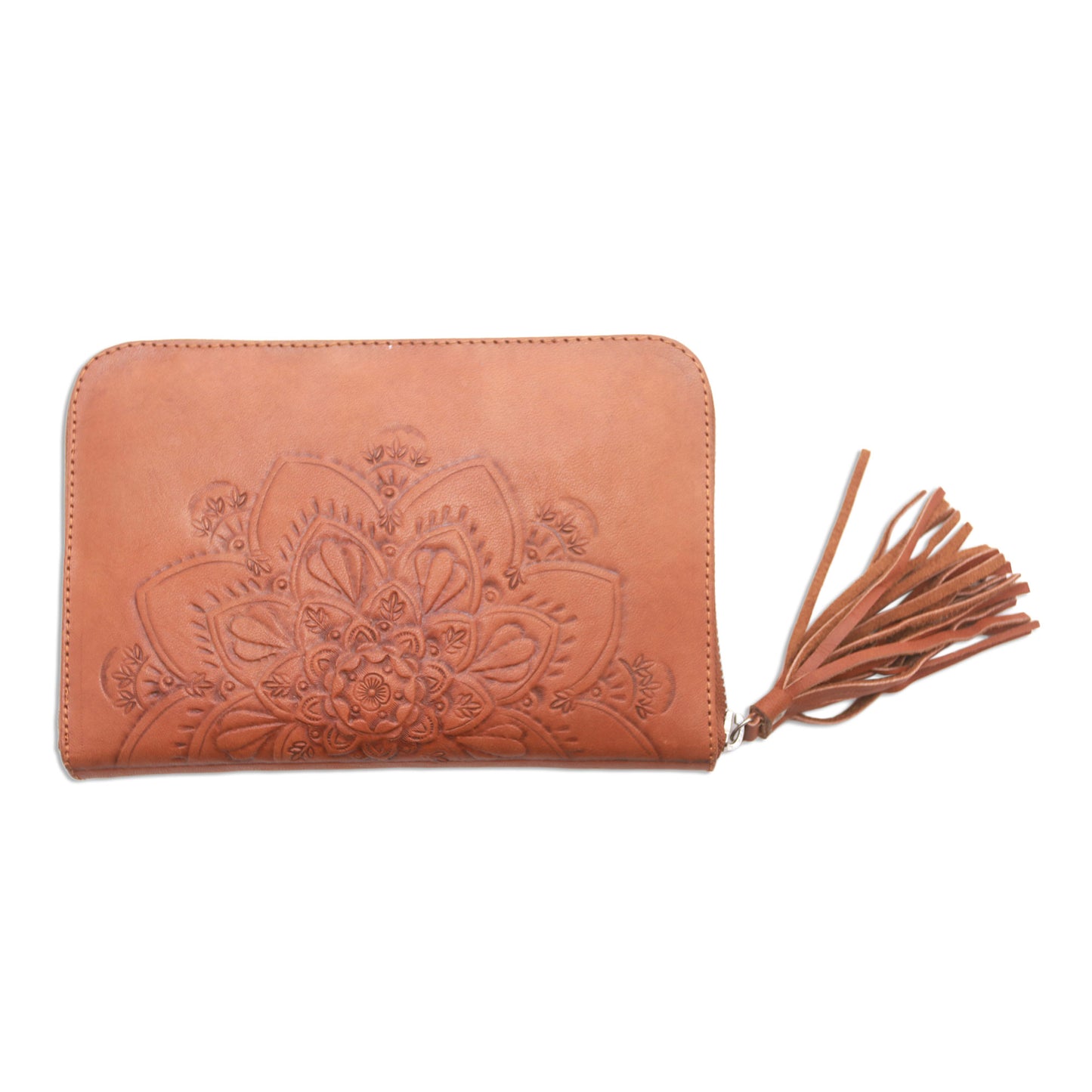 Padma Bloom Lotus Pattern Leather Clutch Crafted in Bali