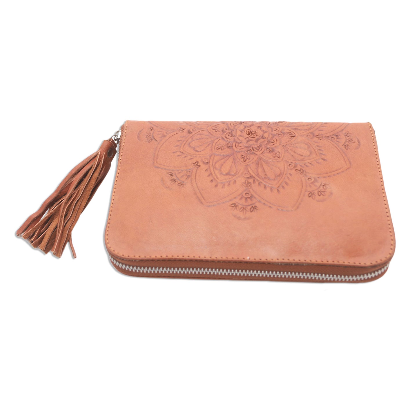 Padma Bloom Lotus Pattern Leather Clutch Crafted in Bali