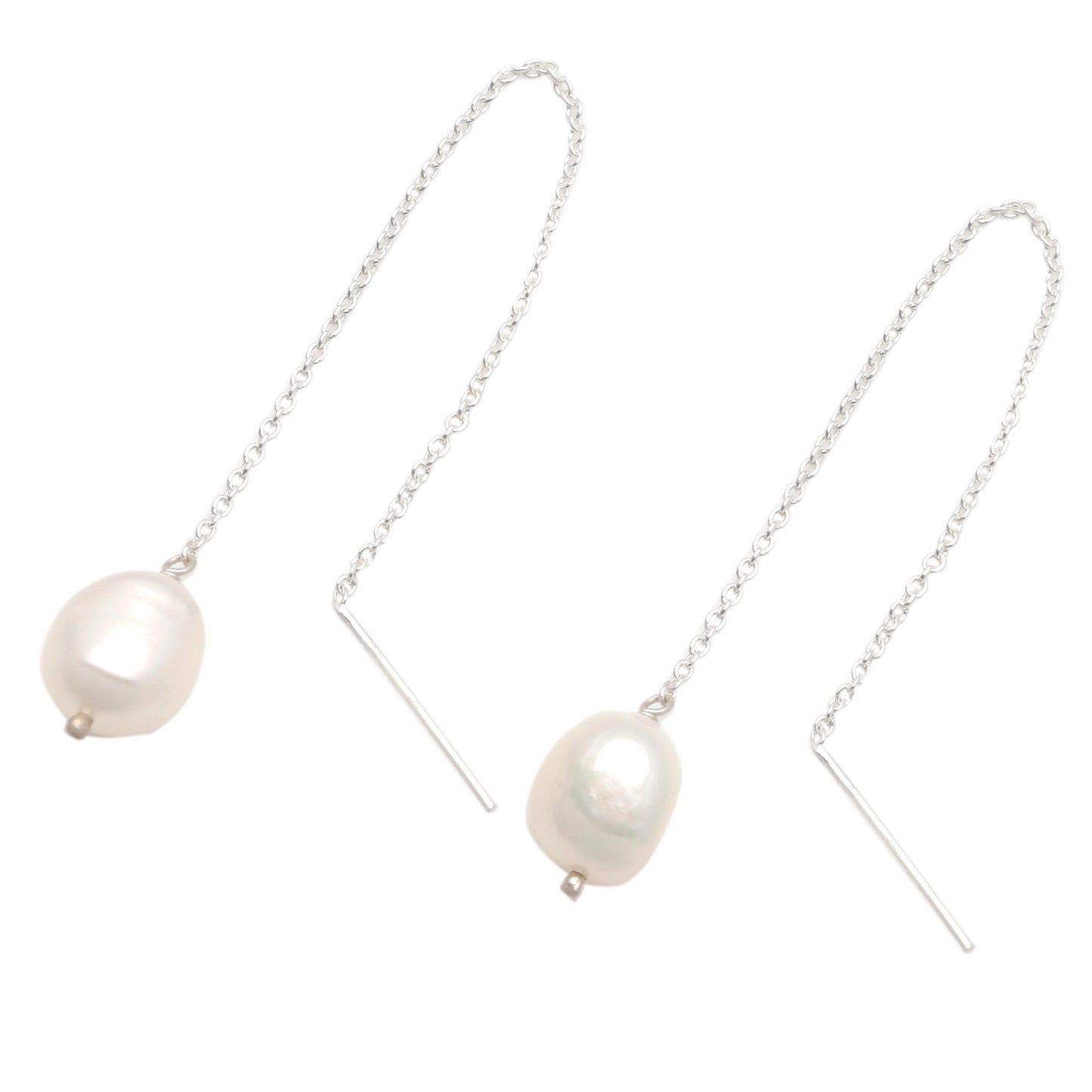 Lantern Light Cultured Pearl Threader Earrings Crafted in Bali