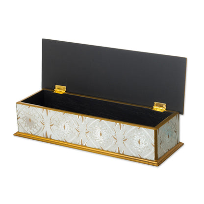 Golden Treasure Gold-Tone Reverse-Painted Glass Decorative Box from Peru