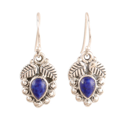 Teardrop Leaves Leaf-Themed Lapis Lazuli Dangle Earrings from india