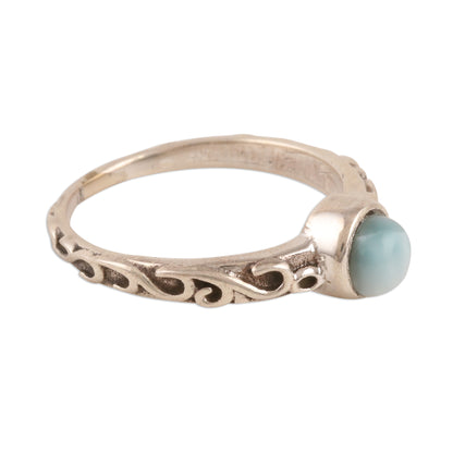 Sky Globe Wave Pattern Larimar Solitaire Ring from India