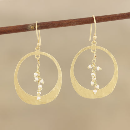 Moon Rain Gold Plated Cultured Pearl Dangle Earrings from India