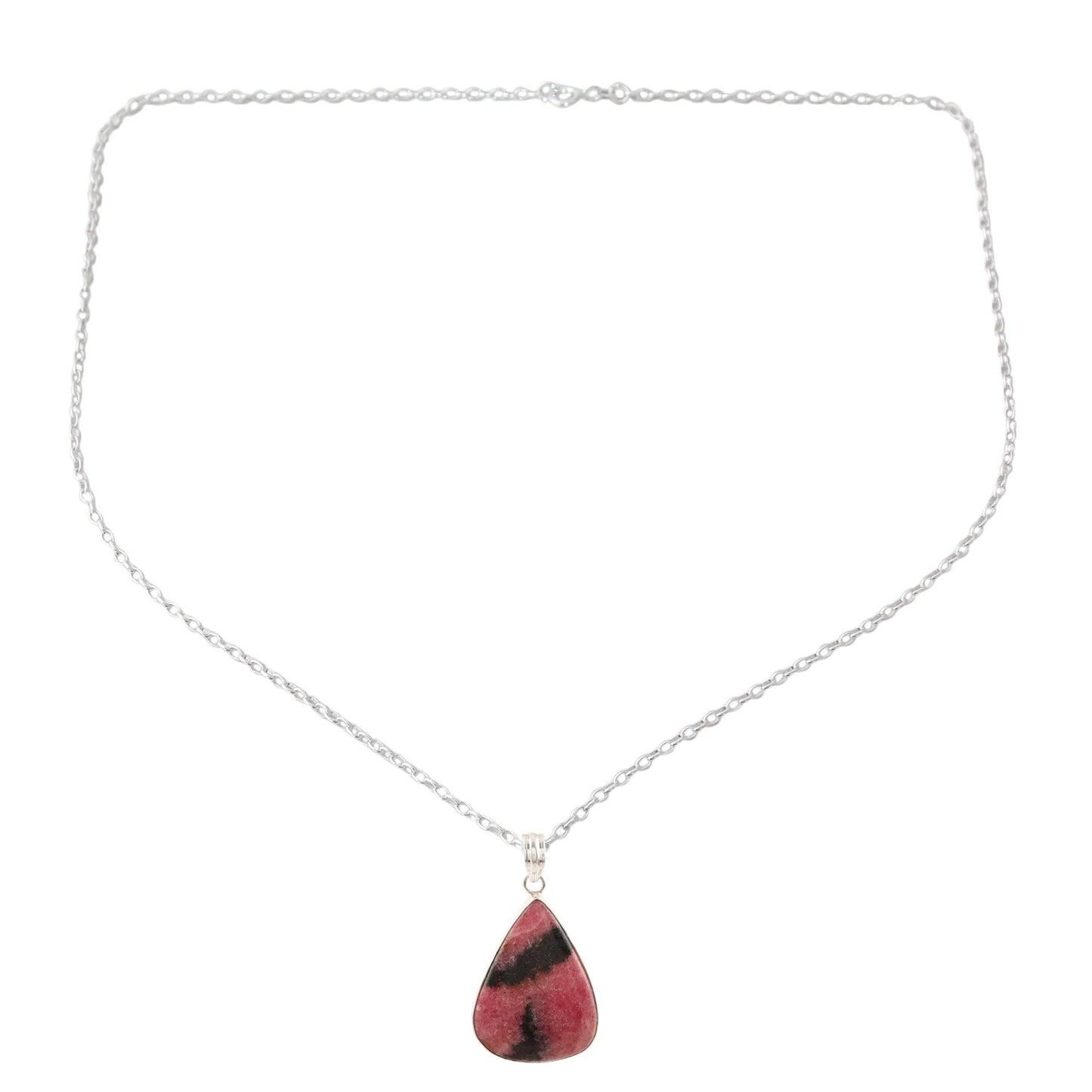 Calming Earth Natural Rhodonite Pendant Necklace from India