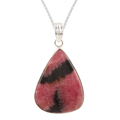 Calming Earth Natural Rhodonite Pendant Necklace from India