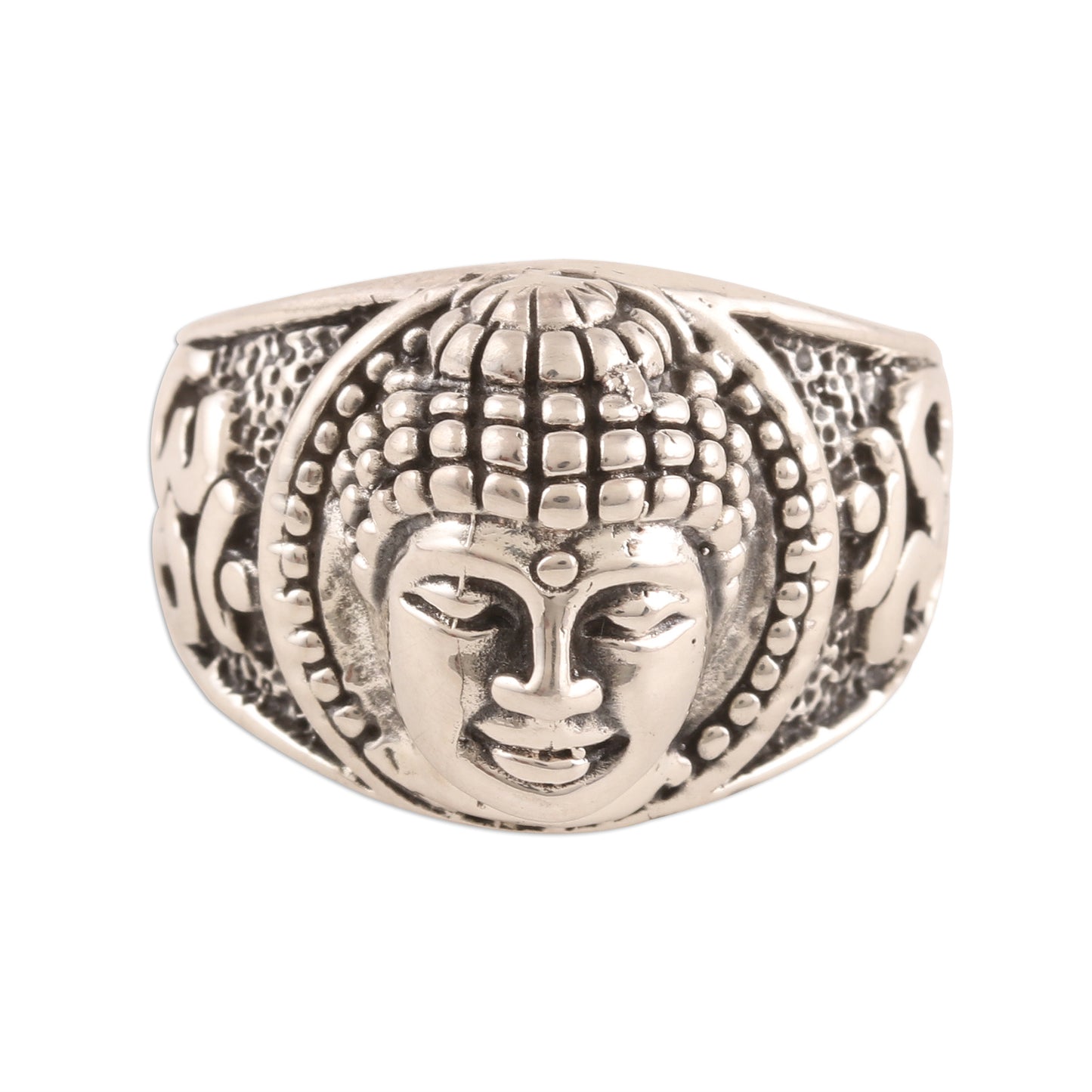 Meditating Buddha Sterling Silver Buddha Band Ring from India