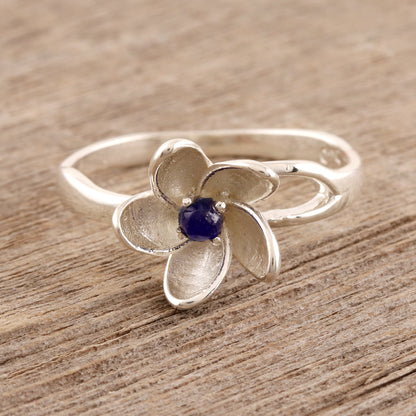 Lapis Flower Floral Lapis Lazuli Cocktail Ring from India