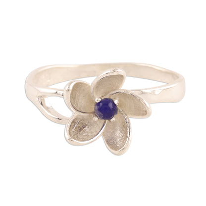 Lapis Flower Floral Lapis Lazuli Cocktail Ring from India