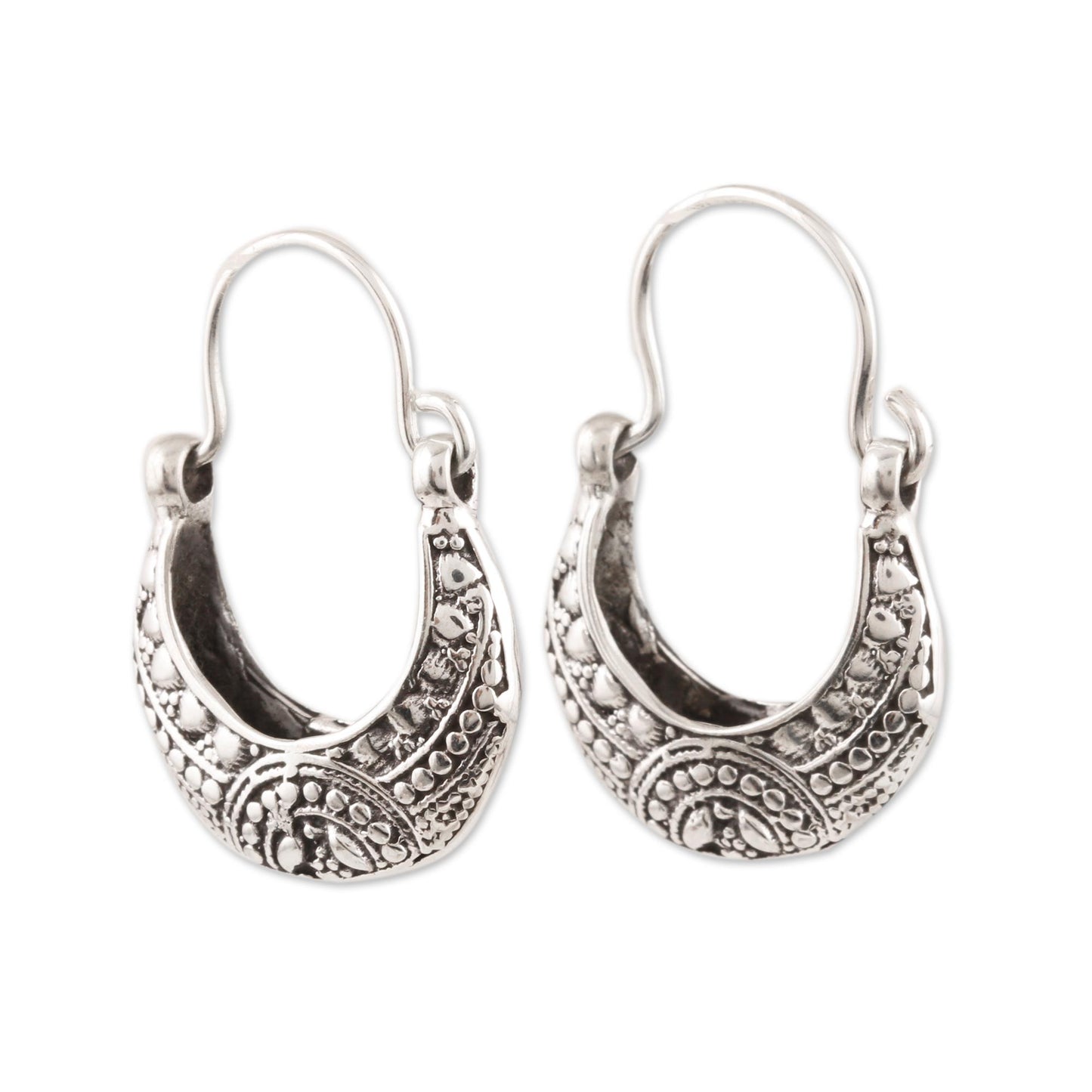 Mystic Cradle Sterling Silver Hoop Earrings Crafted in India