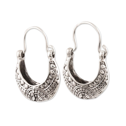 Mystic Cradle Sterling Silver Hoop Earrings Crafted in India