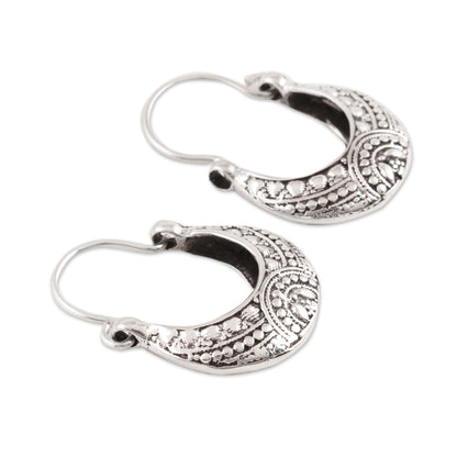 Mystic Cradle Sterling Silver Hoop Earrings Crafted in India