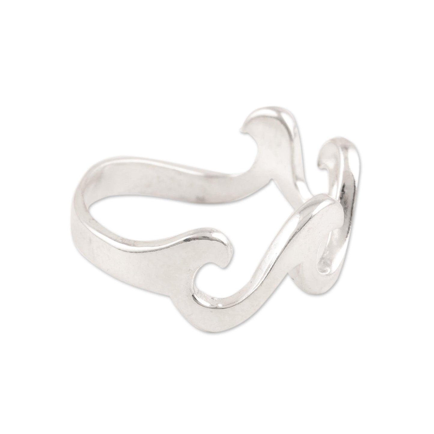 Waves and Style Wave Pattern Sterling Silver Band Ring Crafted in India