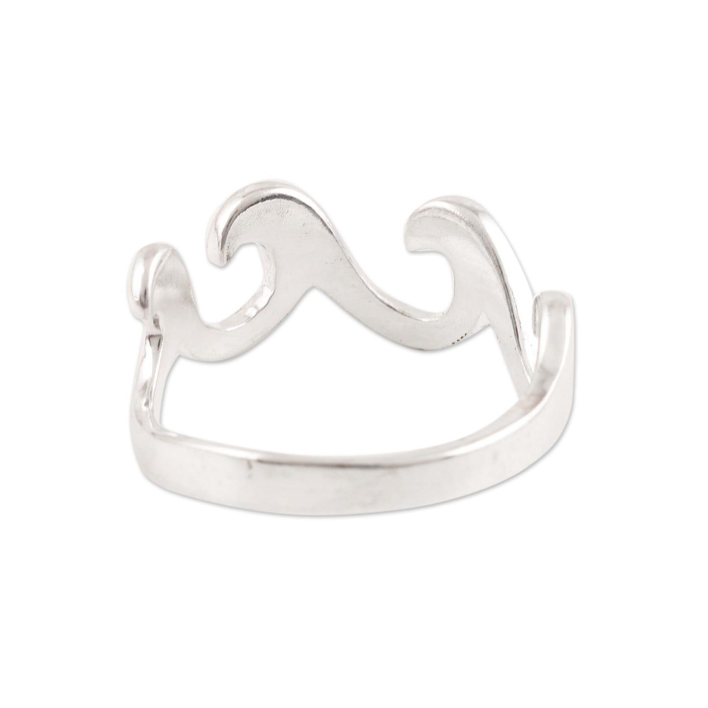 Waves and Style Wave Pattern Sterling Silver Band Ring Crafted in India