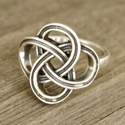 Celtic Connection Celtic Sterling Silver Band Ring Crafted in India